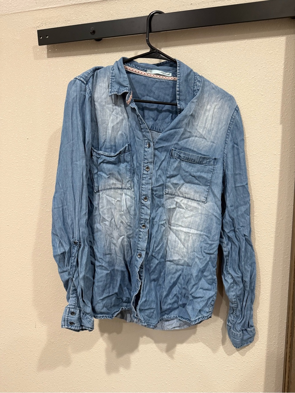 Maurices Light Blue Washed Denim Button-Down Shirt